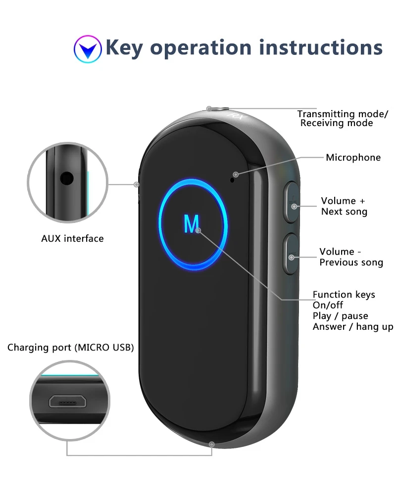 Bluetooth 5 0 передатчик приемник 3 мм AUX разъем HiFi музыка беспроводной аудио адаптер