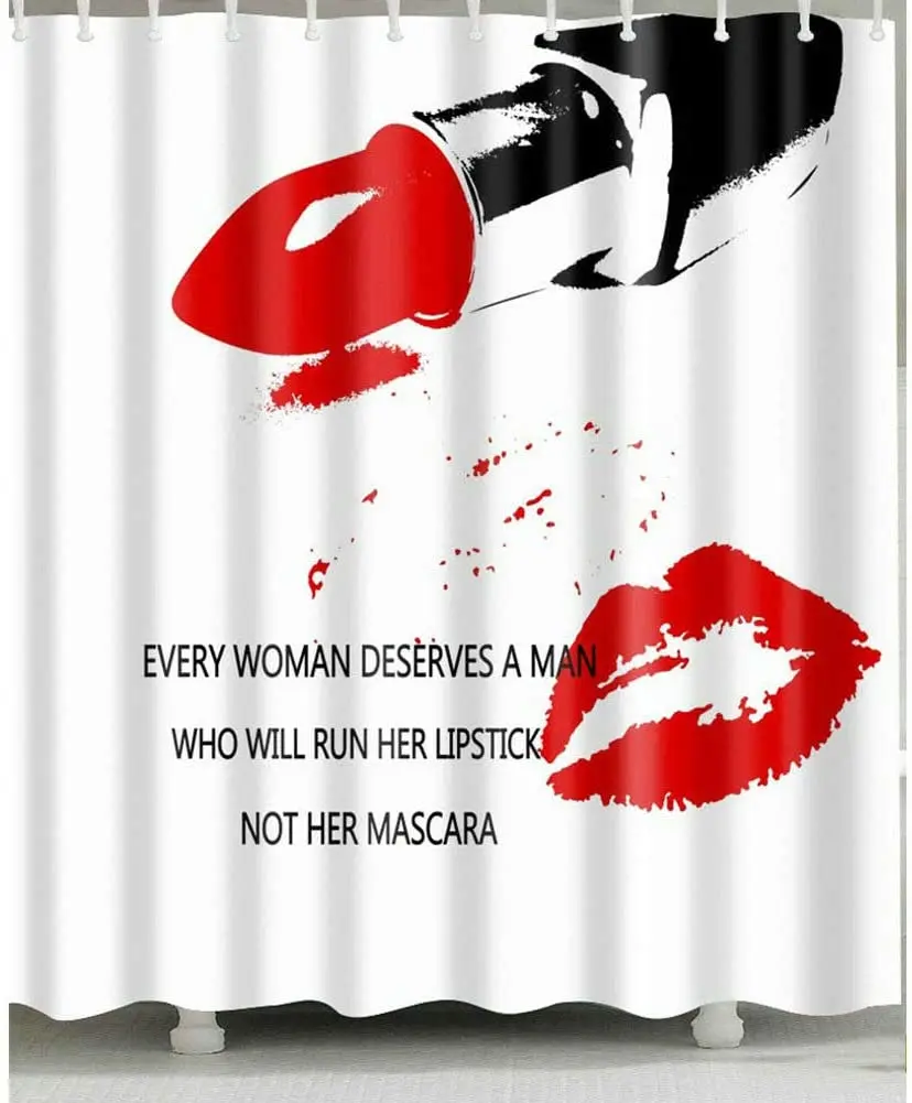 Red lips and lipstick shower curtain Durable Fabric Mildew Bathroom Accessories Creative with 12 Hooks 180X180CM
Red lips and lipstick shower curtain Durable Fabric Mildew Bathroom Accessories Creative with 12 Hooks 180X180CM