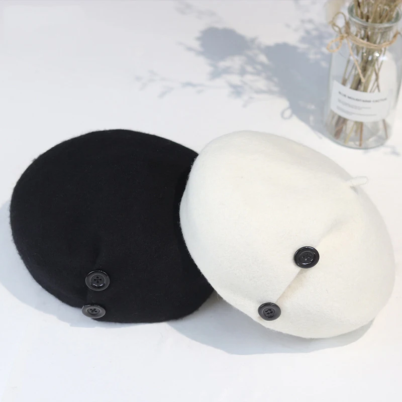 Hat women's fall/winter wool beret fashion button insulation quality wild hat Korean sweet beret trend womens hats 
Hat women's fall/winter wool beret fashion button insulation quality wild hat Korean sweet beret trend womens hats