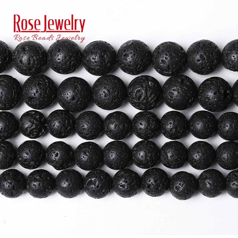 

Free Shipping Natural Stone AAAAA Quality Volcano Lava Round Loose Beads 15" Strand4 6 8 10 12 14MM Pick Size For Jewelry Making