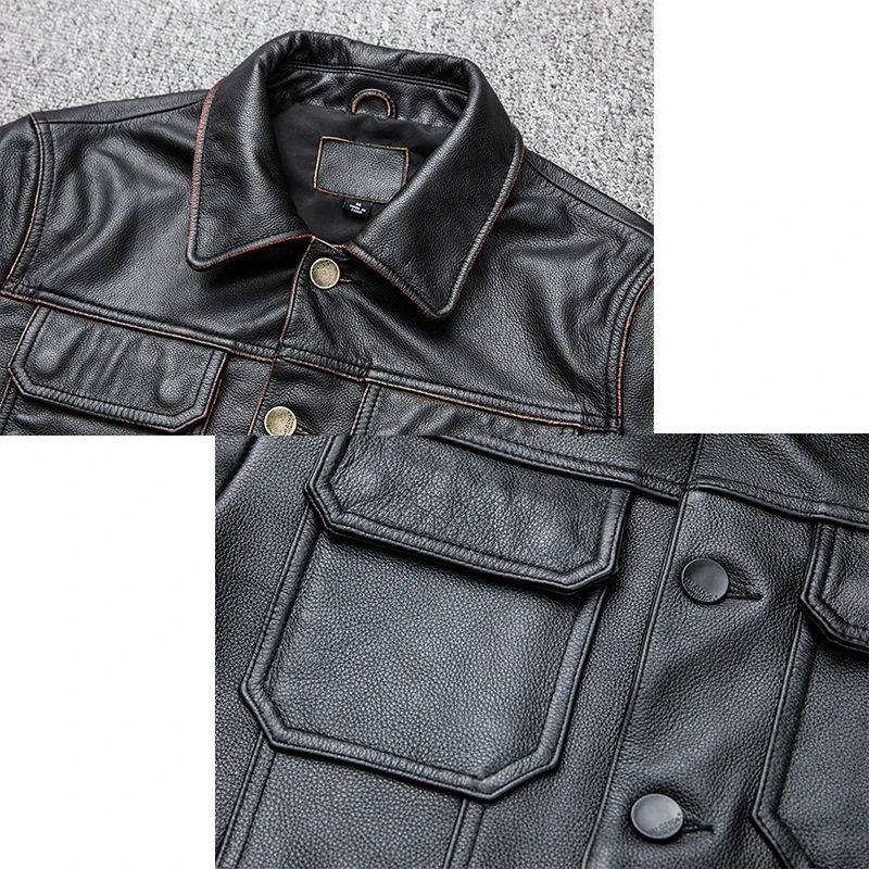 2021 Fashion Vintage Genuine Men Short Cowhide Slim Fit Locomotive Real Leather Jacket Male Casule Coat
2021 Fashion Vintage Genuine Men Short Cowhide Slim Fit Locomotive Real Leather Jacket Male Casule Coat