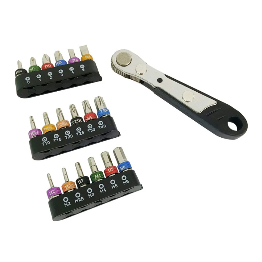 19PCS Color Coded Screwdriver Bit Set Mini Ratchet Slotte 1/4 Ratchet Handle New
19PCS Color Coded Screwdriver Bit Set Mini Ratchet Slotte 1/4 Ratchet Handle New