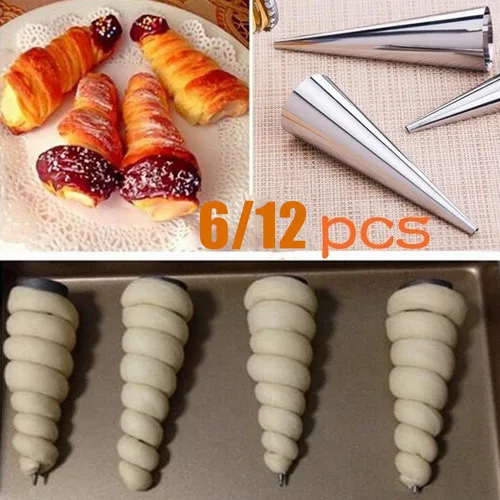 6PCS/12PCS Cone Shape Spiral Croissant Denmark Pointed Metal Spiral Baking Tool for Making Croissants Roll Bread Silver
6PCS/12PCS Cone Shape Spiral Croissant Denmark Pointed Metal Spiral Baking Tool for Making Croissants Roll Bread Silver