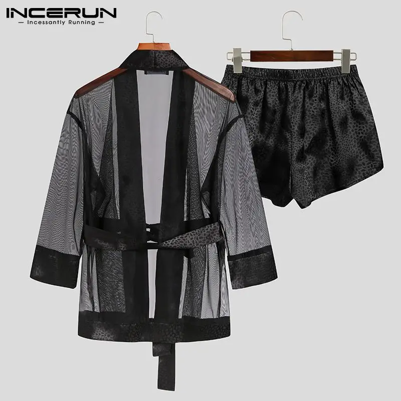Fashion Men's Sexy Clothes Stitching Cardigan Shorts Long Sleeve Shirts See-through Short Pants Net Yarn Pajamas S-5XL INCERUN
Fashion Men's Sexy Clothes Stitching Cardigan Shorts Long Sleeve Shirts See-through Short Pants Net Yarn Pajamas S-5XL INCERUN
