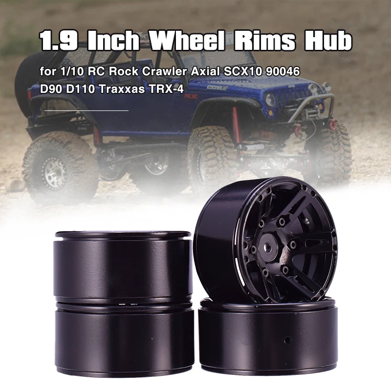 

4PCS Metal Wheel Rim 1.9 Inch Rim Beadlock for 1/10 RC Rock Crawler Axial SCX10 90046 AXI03007 TAMIYA CC01 D90 TF2 Traxxas TRX-4