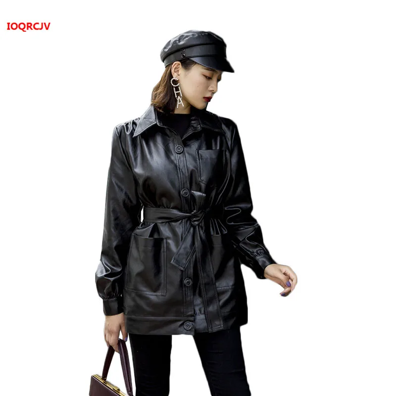 Leather Jacket Female Spring Autumn Loose Single-breasted PU Leather Coat Women Fashion Pocket Motorcycle Outerwear Belt W1678
Leather Jacket Female Spring Autumn Loose Single-breasted PU Leather Coat Women Fashion Pocket Motorcycle Outerwear Belt W1678