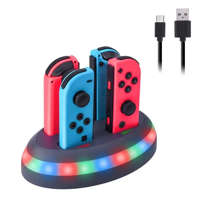 Charger Stand Charging Dock for Switch Joy-con Controller 4 Port Luminous LED Incdicators Handle Charger Game Machine Accessorie 
Charger Stand Charging Dock for Switch Joy-con Controller 4 Port Luminous LED Incdicators Handle Charger Game Machine Accessorie