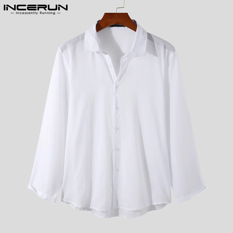 INCERUN Solid Color Men Shirt Brand 2021 Lapel Long Sleeve Streetwear Thin Tops Button Translucent Casual Camisa Masculina S-3XL
INCERUN Solid Color Men Shirt Brand 2021 Lapel Long Sleeve Streetwear Thin Tops Button Translucent Casual Camisa Masculina S-3XL