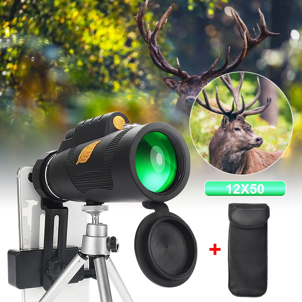 Portable 12x50 Powerful Monocular Telescope Pocket Optional Zoom Scope With Smart Phone Holder Suitable For Hiking Camping
Portable 12x50 Powerful Monocular Telescope Pocket Optional Zoom Scope With Smart Phone Holder Suitable For Hiking Camping
