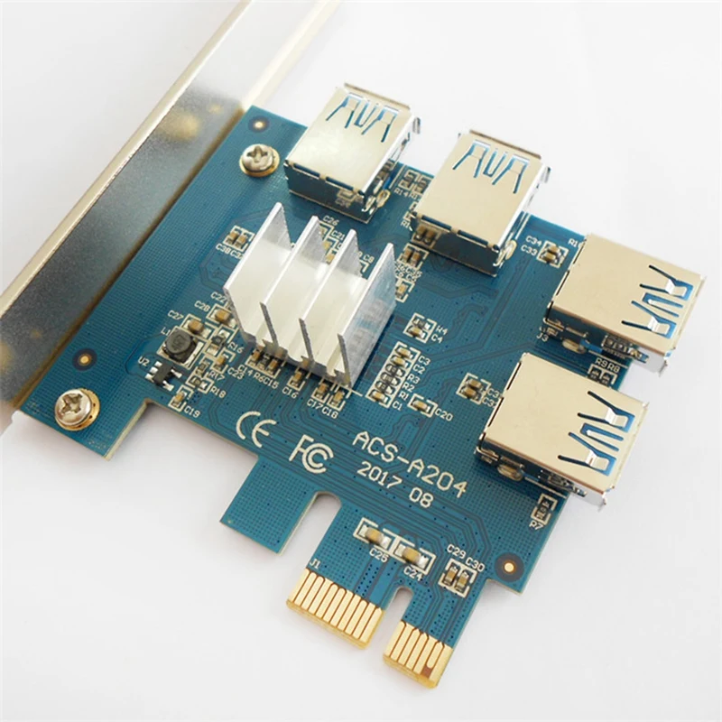 PCIE Riser Card 1 to 4 1X to 16X USB3.0 Slot Expansion Card Multiplier Hub Adapter for Bitcoin Mining Miner BTC Devices
PCIE Riser Card 1 to 4 1X to 16X USB3.0 Slot Expansion Card Multiplier Hub Adapter for Bitcoin Mining Miner BTC Devices