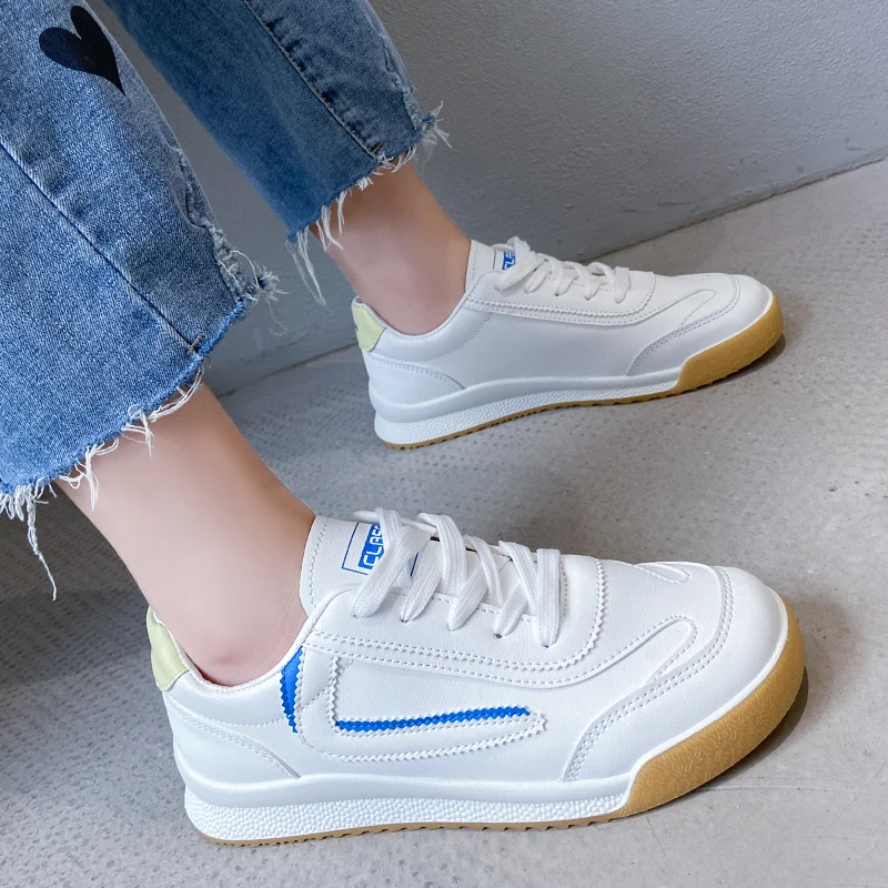 Кроссовки женские кожаные на шнуровке, повседневная обувь на плоской подошве, Нескользящие, для спорта и тенниса, весна-осень 2021
Кроссовки женские кожаные на шнуровке, повседневная обувь на плоской подошве, Нескользящие, для спорта и тенниса, весна-осень 2021