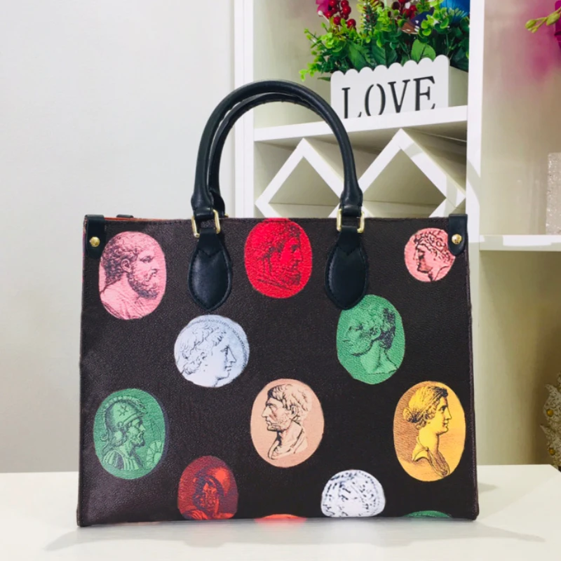 Women Coins Print Capsule Tote Bag Canvas Letter Female Large-capacity Shoulder Bag Shopper Handbag Crossbody Bag Clutch Purses 
Women Coins Print Capsule Tote Bag Canvas Letter Female Large-capacity Shoulder Bag Shopper Handbag Crossbody Bag Clutch Purses