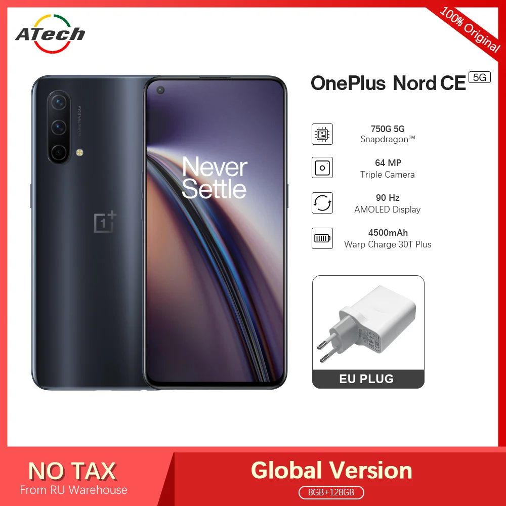 Смартфон OnePlus Nord CE Snapdragon 750G 8 ГБ/12 Гб ОЗУ 128 ГБ/256 ПЗУ 30T Plus камера 64 мп | Мобильные