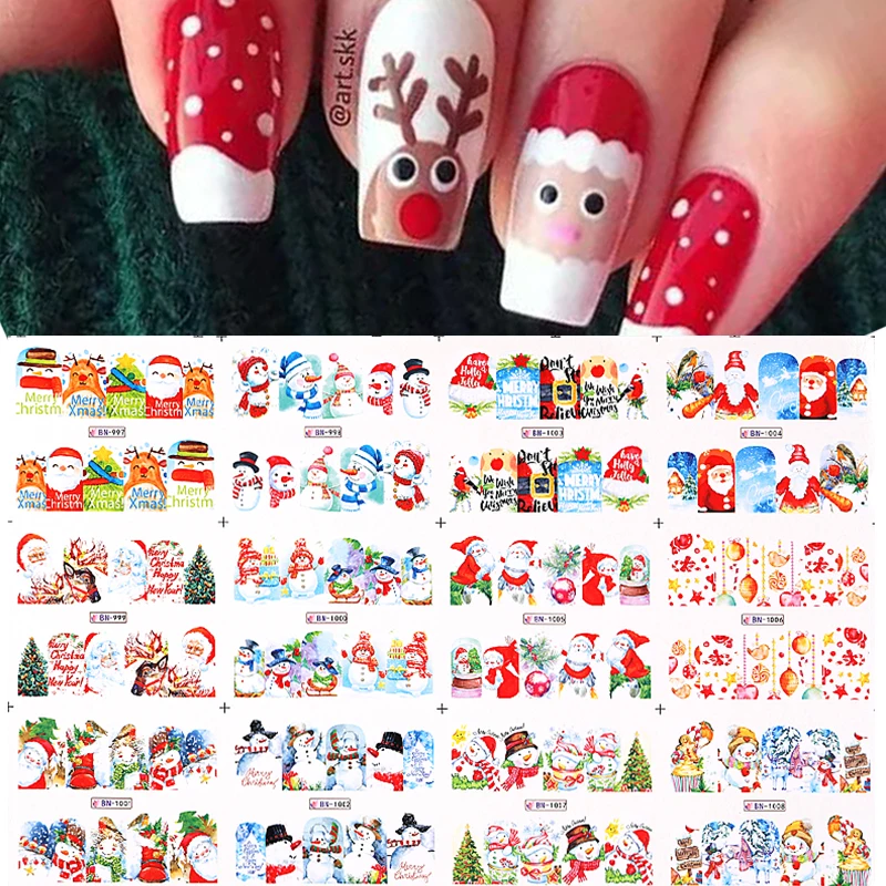 12pcs Cute Christmas Nail Stickers Snow Elk Leave Design Autumn Winter Sliders Water Decals Decoration BN997-1008
12pcs Cute Christmas Nail Stickers Snow Elk Leave Design Autumn Winter Sliders Water Decals Decoration BN997-1008