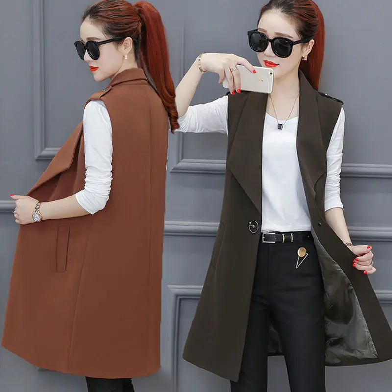 2021 Autumn Women Vintage Long Blazer Vest Tops Chic Single Button Sleeveless Suit Waistcoat Female Casual Slim Vest Jacket K4
2021 Autumn Women Vintage Long Blazer Vest Tops Chic Single Button Sleeveless Suit Waistcoat Female Casual Slim Vest Jacket K4