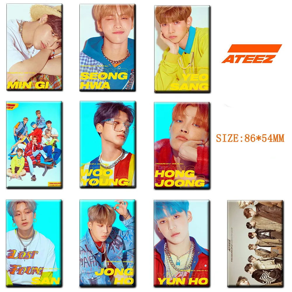 10 шт./компл. Kpop Ateez наклейки для хрустальных карт наклейка автобусной карты