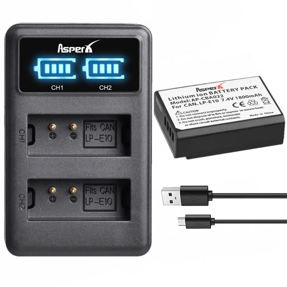 1800mAh LP-E10 LPE10 LP E10 Battery with LED Charger for Canon EOS 4000D 3000D 2000D 1500D 1300D 1200D 1100D Rebel T3 T5 T6 T7
1800mAh LP-E10 LPE10 LP E10 Battery with LED Charger for Canon EOS 4000D 3000D 2000D 1500D 1300D 1200D 1100D Rebel T3 T5 T6 T7