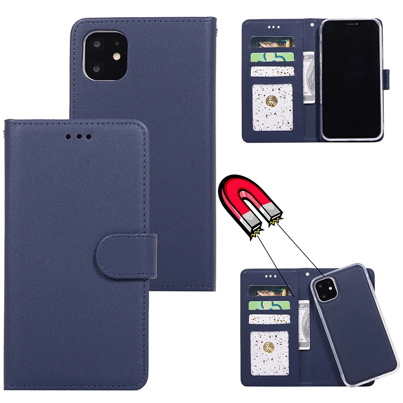 Съемный магнитный кожаный чехол-кошелек 2 в 1 для iPhone 12 Mini 11 Pro Max XS XR X 8 7 6 6S Plus SE