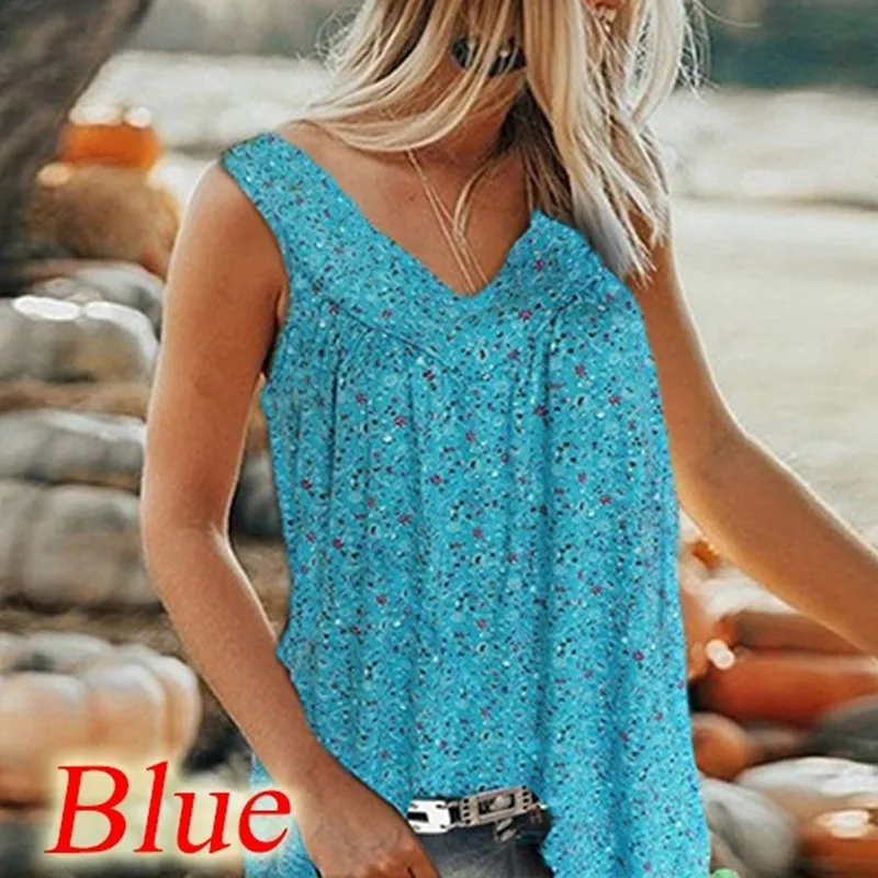 Summer Sexy Deep V Neck Sleeveless Women's Shirt 2020 Casual Loose Flower Print Blouses Tops Fashion Beach Lady Shirts Plue Size 
Summer Sexy Deep V Neck Sleeveless Women's Shirt 2020 Casual Loose Flower Print Blouses Tops Fashion Beach Lady Shirts Plue Size