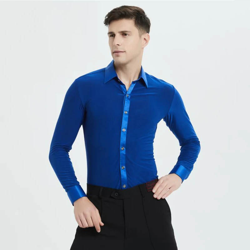 Men's Ballroom Dancing Shirts Blue Latin Tops Long Sleeve Practice Wear Male Latin Competition Clothing Stage Costume
Men's Ballroom Dancing Shirts Blue Latin Tops Long Sleeve Practice Wear Male Latin Competition Clothing Stage Costume