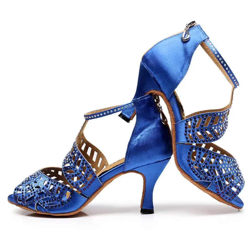 DKZSYIM/Женская обувь для латинских танцев Атласные блестящие стразы Женская танго