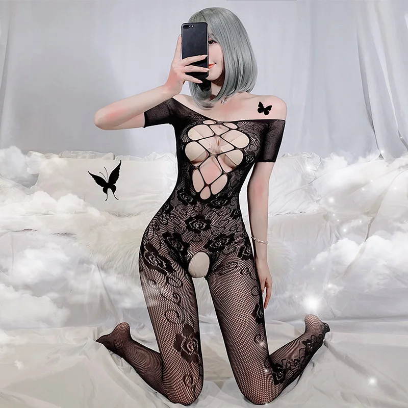 

Sexy Bodystockings Women Fishnet Open Crotch Lingerie Teddies Bodysuits Erotic Lingerie Elasticity Mesh Body Stockings Catsuit