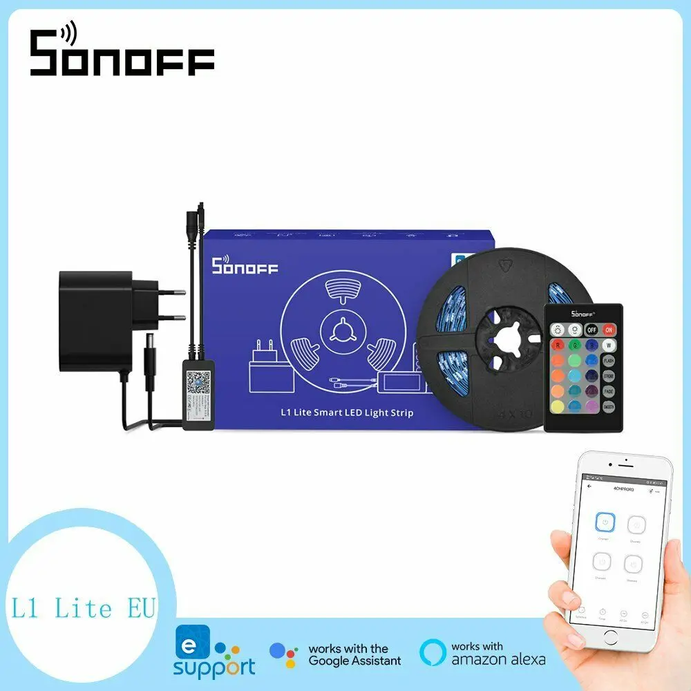 

Itead SONOFF L1 Lite 5M RGB Wifi Smart LED Light Strip EU/ US Timer Group Control Dance with Music Works with Alexa Google Home