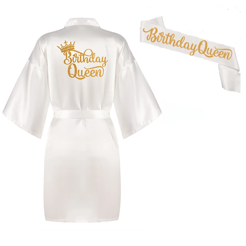 Блестящий Золотой Королевский халат на день рождения с короной атласный для