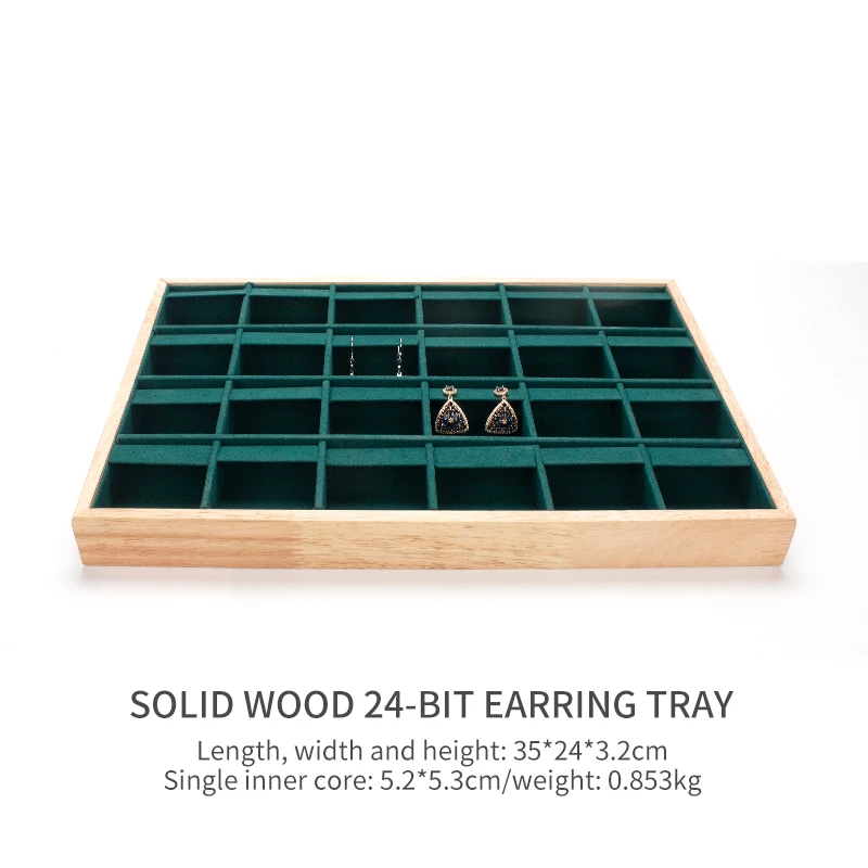24 Grid Wedding Earring Jewelry Display Trays High Quality Wooden Edged With Green Card Slot For Female Jewellery Ring Holder
24 Grid Wedding Earring Jewelry Display Trays High Quality Wooden Edged With Green Card Slot For Female Jewellery Ring Holder