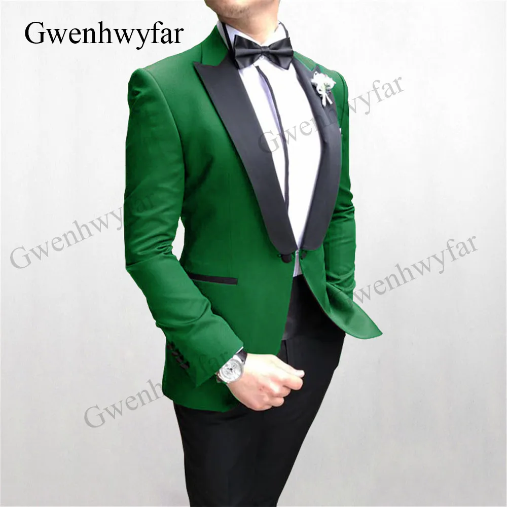 Gwenhwyfar 2020 Ivory Blazer Black Pants Sets For Male Custom Buttoned Design Groom Men Suits Wedding Party Best Wear Tuxedos | Мужская