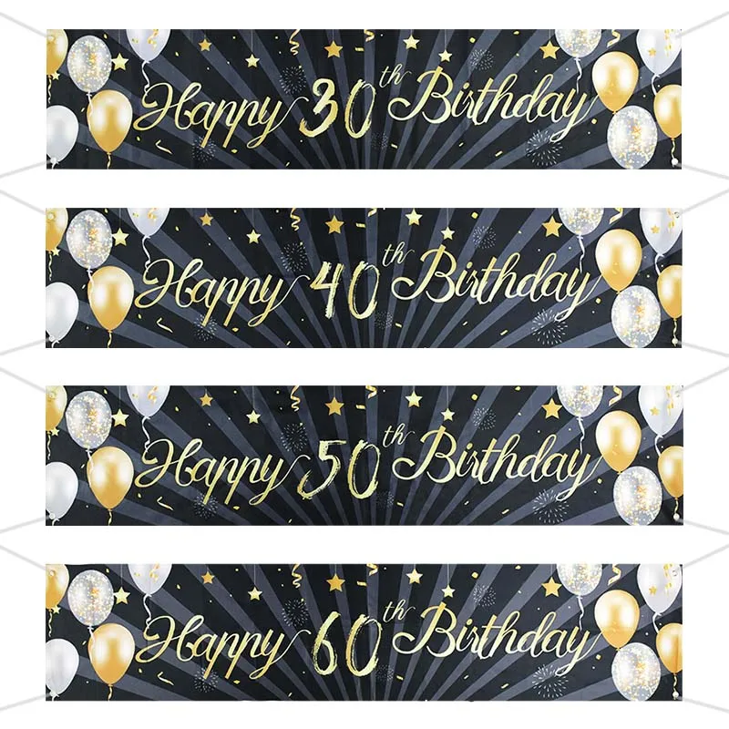 180x38.5cm Birthday Banners Black Gold Happy 30 40 50 60th Birthday Party Decoration for Home Indoor Out Door Wall Hanging Decor
180x38.5cm Birthday Banners Black Gold Happy 30 40 50 60th Birthday Party Decoration for Home Indoor Out Door Wall Hanging Decor