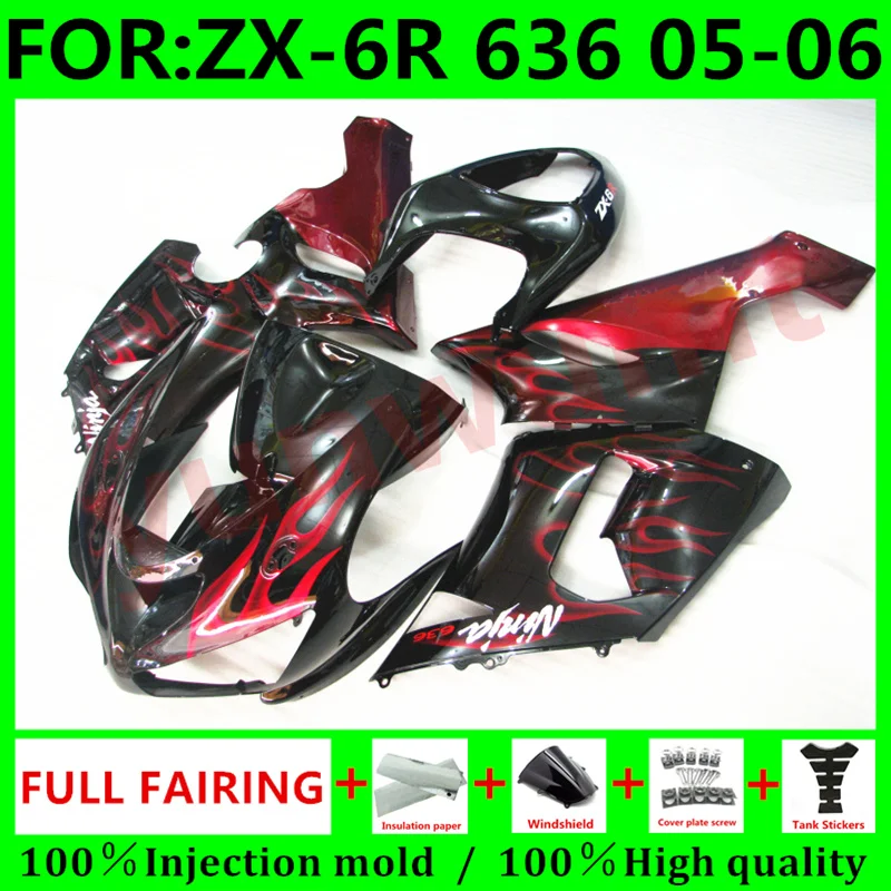 New Motorcycle Injection mold Fairings Kit Fit For Kawasaki Ninja ZX-6R ZX6R 636 2005 2006 05 06 bodywork fairing set red flame
New Motorcycle Injection mold Fairings Kit Fit For Kawasaki Ninja ZX-6R ZX6R 636 2005 2006 05 06 bodywork fairing set red flame