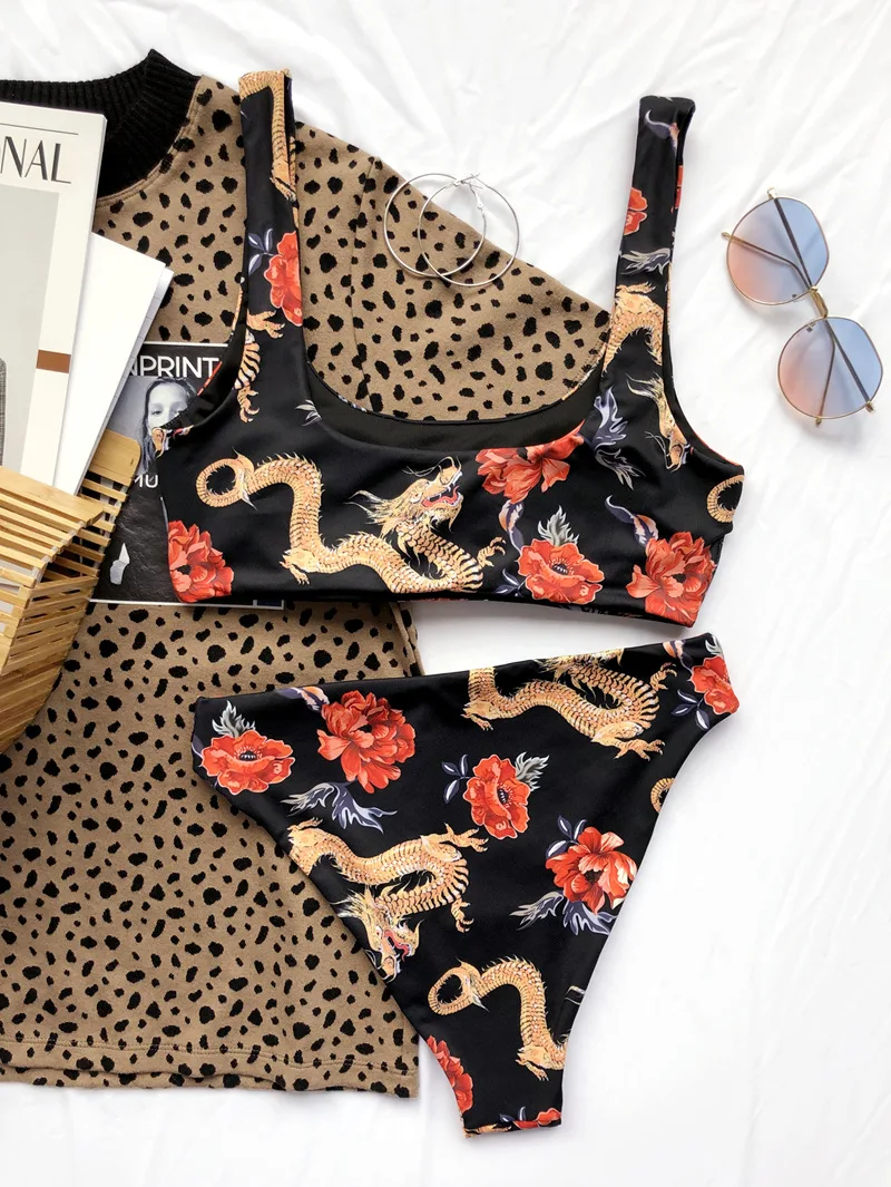 2pcs Split Bikini Bathing Swim Suit Push Up pit bar Sexy Women Mini Chinese dragon print swimsuit gathered adjustable bikini
2pcs Split Bikini Bathing Swim Suit Push Up pit bar Sexy Women Mini Chinese dragon print swimsuit gathered adjustable bikini