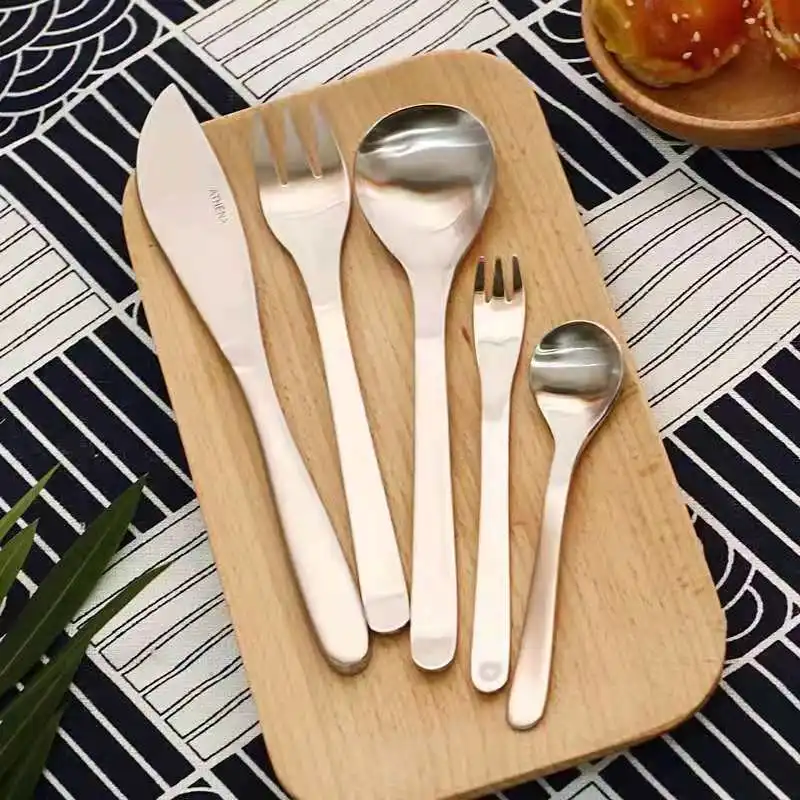 Stainless Steel Knife Soup Dessert Spoon Tableware Fruit Fork Kitchen Homehold Steak Cutlery Simplicity Silver Table Japan Style 
Stainless Steel Knife Soup Dessert Spoon Tableware Fruit Fork Kitchen Homehold Steak Cutlery Simplicity Silver Table Japan Style