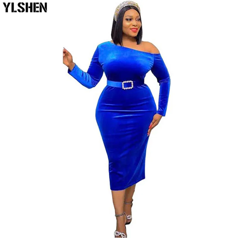 2021 Velvet Bodycon Dress African Dresses for Women Sexy Long Sleeve Inclined Shoulder Robe Femme African Clothes Elegant Belt
2021 Velvet Bodycon Dress African Dresses for Women Sexy Long Sleeve Inclined Shoulder Robe Femme African Clothes Elegant Belt