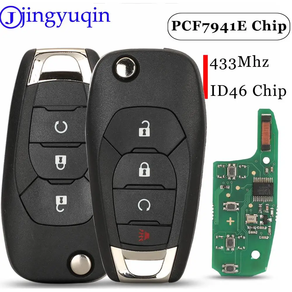 Jingyuqin 3/4 Buttons Flip Smart Remote Car Key Fob 433MHZ ID46 PCF7941E Chip For Chevrolet Cruze Sonic Spark Trax 
Jingyuqin 3/4 Buttons Flip Smart Remote Car Key Fob 433MHZ ID46 PCF7941E Chip For Chevrolet Cruze Sonic Spark Trax