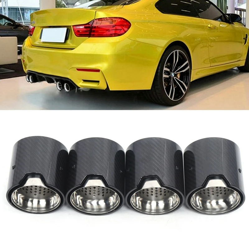 

70mm Inlet 4 pcs Glossy Matte Carbon Fiber Car Exhaust Systems Decoration Muffler Tip Pipe For BMW F87 F80 F82 F83 M2 M3 M4