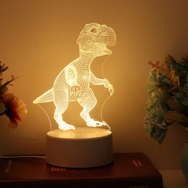 3D Dinosaur Night light LED WarmWhite USB Button Acrylic optic lights decor Nights lamps kids gifts for baby child DIY design
3D Dinosaur Night light LED WarmWhite USB Button Acrylic optic lights decor Nights lamps kids gifts for baby child DIY design
