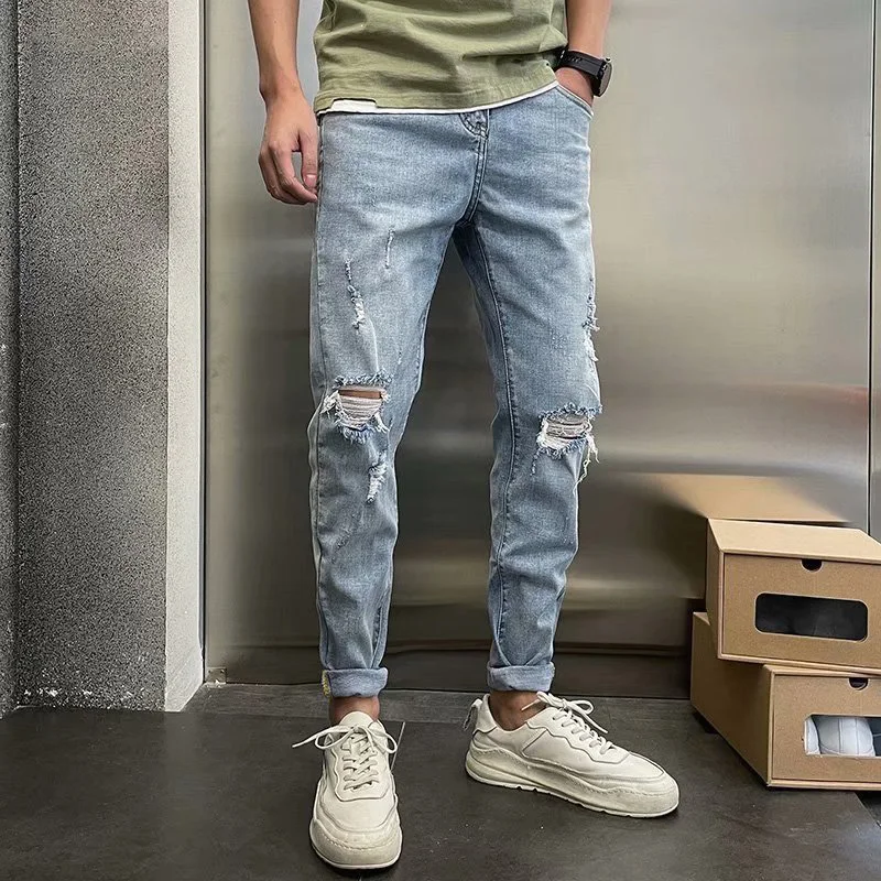 Men Hole Jeans Autumn New Student Casual Fashion Ripped Tight Denim Pants Beggar Style Slim Man Trousers
Men Hole Jeans Autumn New Student Casual Fashion Ripped Tight Denim Pants Beggar Style Slim Man Trousers