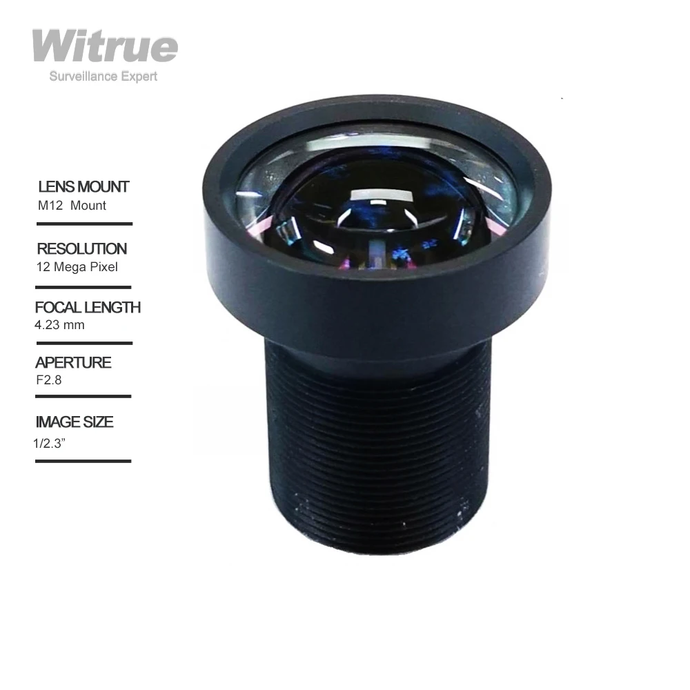 Witrue HD 12MP 4.23mm CCTV Lens 1/2.3 Inch F2.8 4K HFOV No Distortion for Gopro DJI/for SJCAM SJ7 Cameras with IR filter 650nm 
Witrue HD 12MP 4.23mm CCTV Lens 1/2.3 Inch F2.8 4K HFOV No Distortion for Gopro DJI/for SJCAM SJ7 Cameras with IR filter 650nm