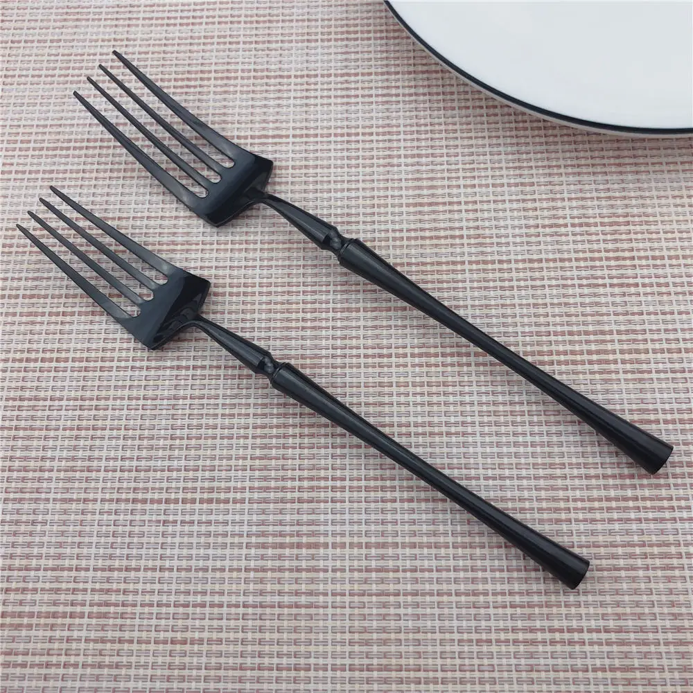 6/5/4Pcs Chic Elegant Black Dinnerware Set Stainless Steel Tableware Cutlery Plating Table Knife Fork Scoop Silverware Sets | Дом и сад