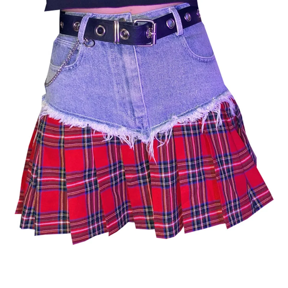Gothic Denim Skirt Female Summer Korean Retro Dark Black Stitching Plaid Thin High Waist A-type Short Skirt 2021 New Sexy Slim
Gothic Denim Skirt Female Summer Korean Retro Dark Black Stitching Plaid Thin High Waist A-type Short Skirt 2021 New Sexy Slim