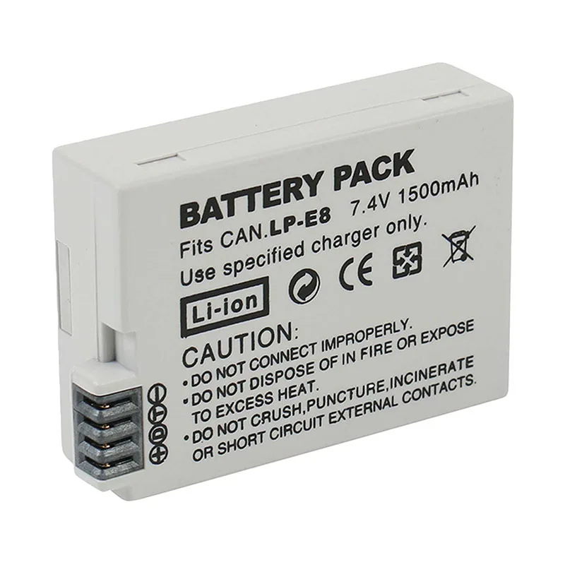 GQYM 7.4V 1500mAh LP-E8 LP E8 LPE8 DSLR Li-ion Camera Battery For Canon EOS 600D 650D 550D 700D T4i T5i Rebel T2i Battery
GQYM 7.4V 1500mAh LP-E8 LP E8 LPE8 DSLR Li-ion Camera Battery For Canon EOS 600D 650D 550D 700D T4i T5i Rebel T2i Battery