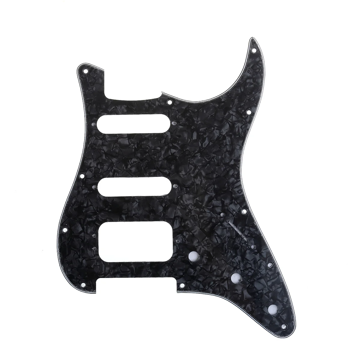 

Musiclily Pro 11-Hole Round Corner HSS Guitar Strat Pickguard for USA/Mexican Stratocaster 3-screw Pickup, 4Ply Black Pearl