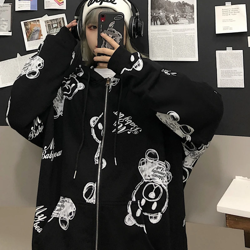 Gothic Hoodies Women Zip Up Kawaii Bear Oversized Harajuku Streetwear Fashion Ins Preppy Sweatercoat Autumn Winter Goth Jackets
Gothic Hoodies Women Zip Up Kawaii Bear Oversized Harajuku Streetwear Fashion Ins Preppy Sweatercoat Autumn Winter Goth Jackets