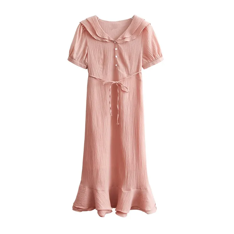 Summer Korean Women'S Trend Sweet And Cute Loose Dress French Elegant Lotus Leaf Collar Short Sleeve High-Quality Dress Women
Summer Korean Women'S Trend Sweet And Cute Loose Dress French Elegant Lotus Leaf Collar Short Sleeve High-Quality Dress Women