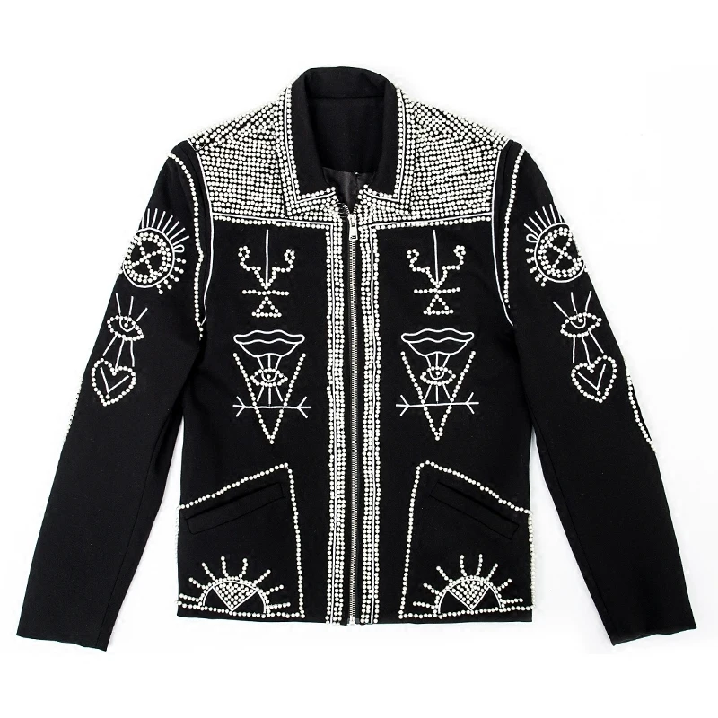 Hand jacket beads men Stand Collar Slim Blazers Coat Wedding Bar Singer Stage Costume Blaizer Hombre heavy wormanship outfit
Hand jacket beads men Stand Collar Slim Blazers Coat Wedding Bar Singer Stage Costume Blaizer Hombre heavy wormanship outfit