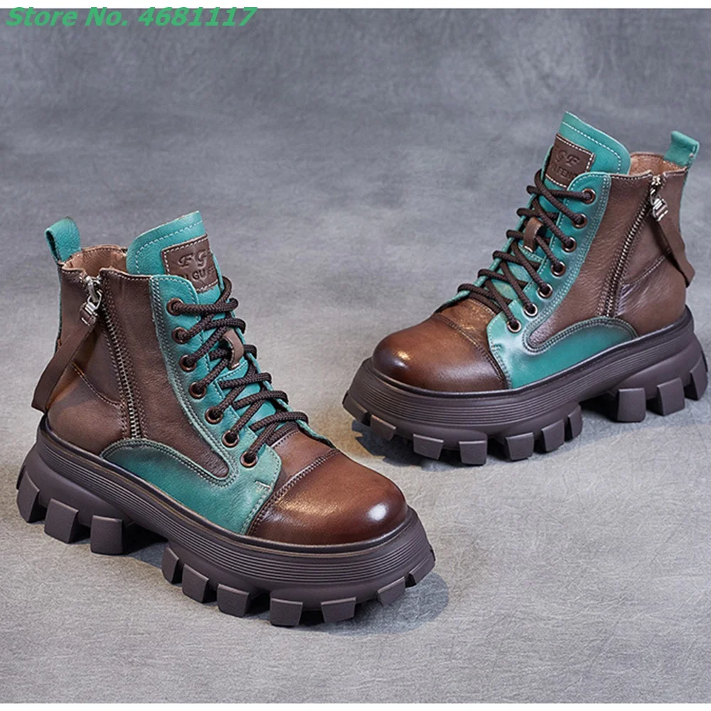 Genuine Leather Platform Mixed Colors Ankle Boots High Heels Side Zipper Sewing Martin Shoes Round Toe Fashion European Women
Genuine Leather Platform Mixed Colors Ankle Boots High Heels Side Zipper Sewing Martin Shoes Round Toe Fashion European Women