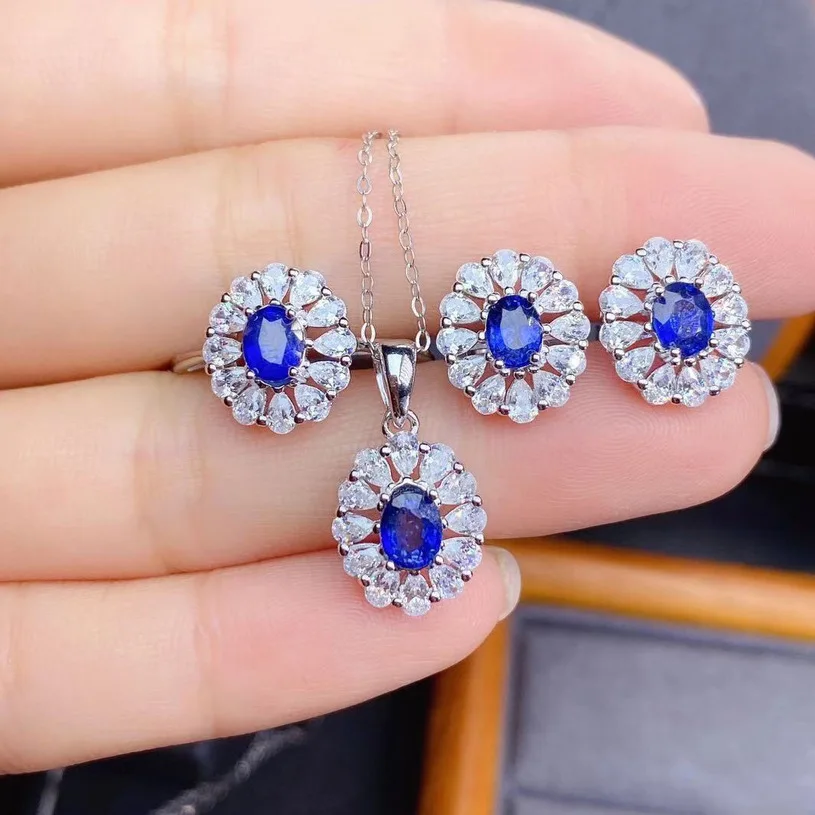925 Sterling Silver Jewelry Set SAPPHIRE Ring Pendant Necklaces Stud Earrings for Women Wedding Engagement Party Jewelry Sets
925 Sterling Silver Jewelry Set SAPPHIRE Ring Pendant Necklaces Stud Earrings for Women Wedding Engagement Party Jewelry Sets