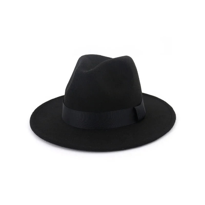 

New Vintage Fedora Men Wool Wide Brim Top Hat Witner Autumn for Woman Chapeau Black Church Hats Bowler Ladies women's Jazz Cap